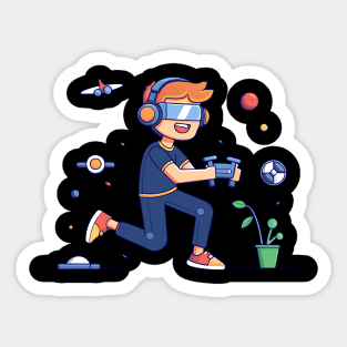 boy playing vr Sticker